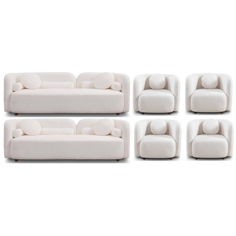 English Elm 331111S, Japandi Cloud Sectional Sofa Boucle Upholstered 10 Seat Living Room W2664S00114