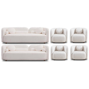 English Elm 331111S, Japandi Cloud Sectional Sofa Boucle Upholstered 10 Seat Living Room W2664S00114