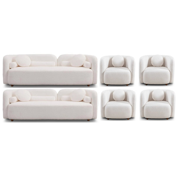 English Elm 331111S, Japandi Cloud Sectional Sofa Boucle Upholstered 10 Seat Living Room W2664S00114