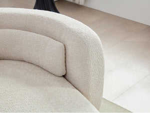 English Elm 132" Curved Boucle Sectional Sofa Modular L-shape Design Seats Six for Modern Living Light Beige - B W2664S00116
