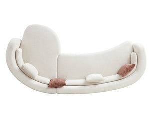 English Elm 132" Curved Boucle Sectional Sofa Modular L-shape Design Seats Six for Modern Living Light Beige - B W2664S00116