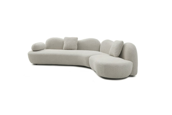 English Elm Modern Boucle Crescent Sectional Sofa Sculptural Butterfly Backrest for Living Spaces W2664S00118