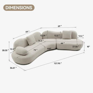 English Elm Modern Boucle Crescent Sectional Sofa Sculptural Butterfly Backrest for Living Spaces W2664S00118