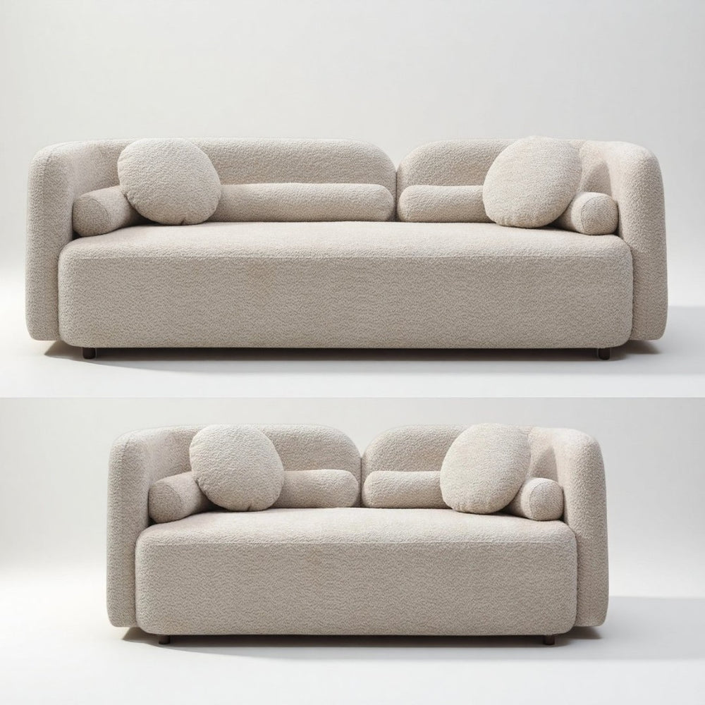 English Elm 3+2, Boucle Upholstered Sofa Set Overstuffed Cushions Minimalist Lounge for Living Room W2664S00119