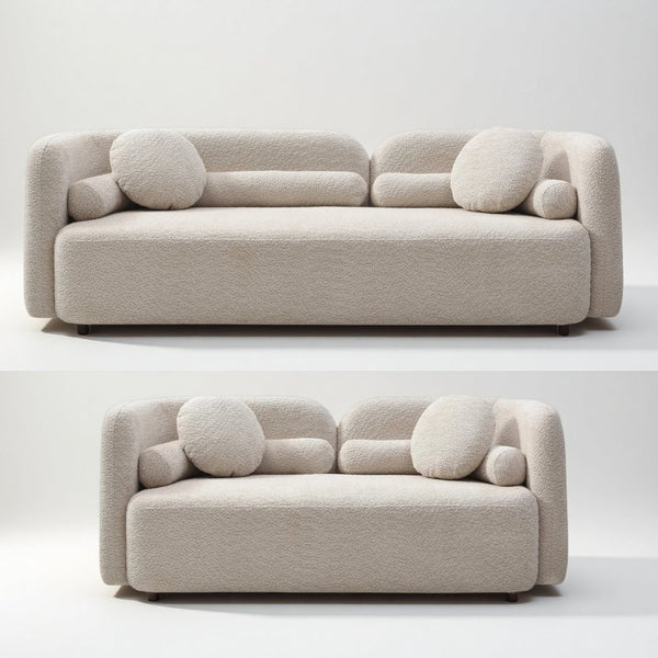 English Elm 3+2, Boucle Upholstered Sofa Set Overstuffed Cushions Minimalist Lounge for Living Room W2664S00119