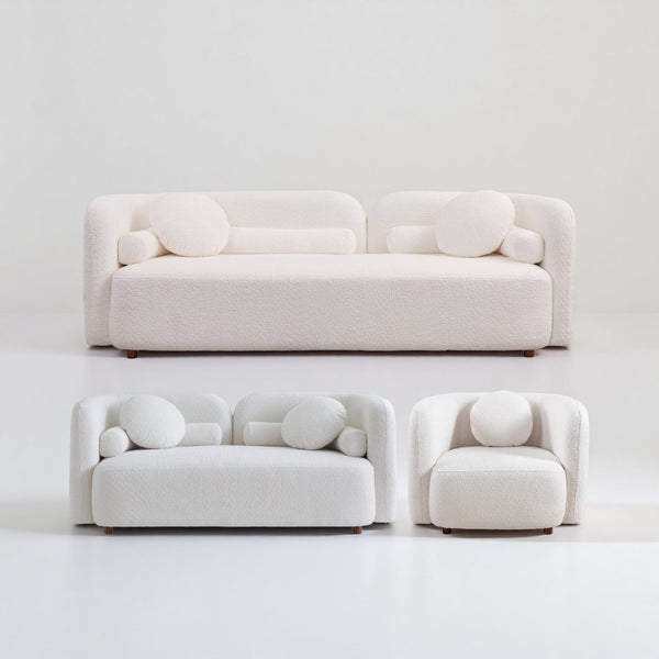 English Elm 3+2+1S, Japandi Boucle Cloud Sofa Set Low Profile Modular Seating for Modern Apartments W2664S00120