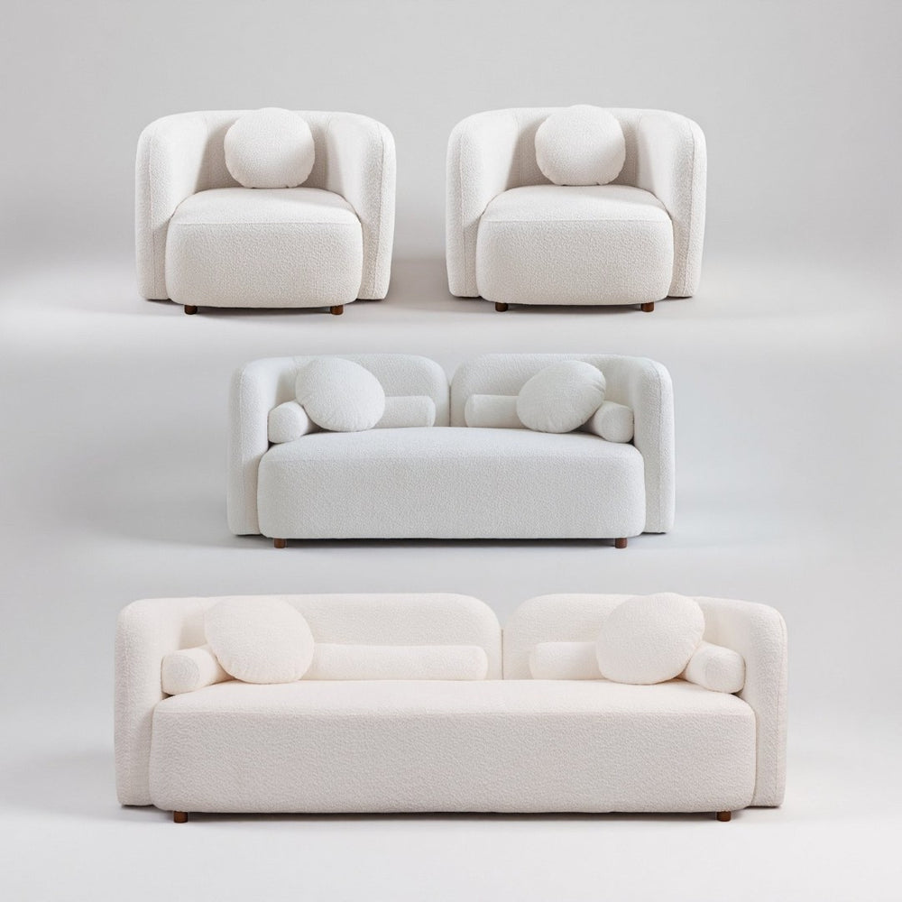 English Elm 3+2+1+1S, Japandi Boucle Sofa Set Low Profile Cloud Design for Modern Living W2664S00121
