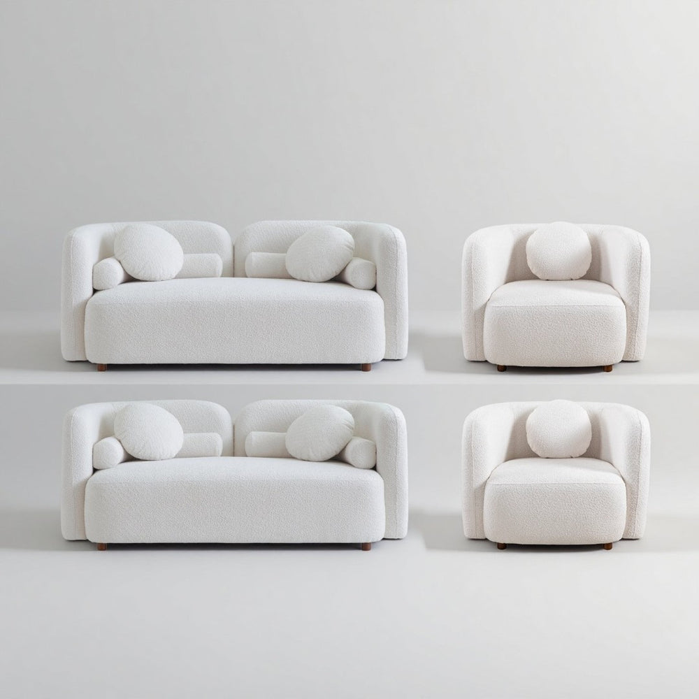 English Elm 2+2+1+1S, Japandi Boucle Cloud Sofa Modular Sectional for Modern Living Spaces W2664S00122