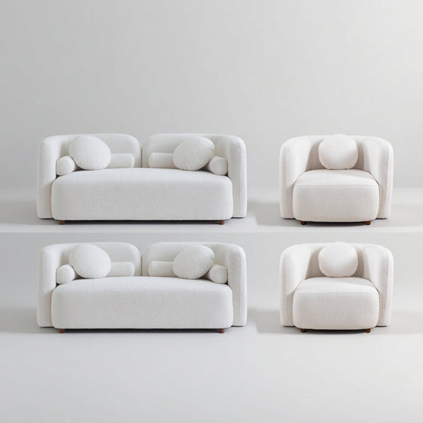 English Elm 2+2+1+1S, Japandi Boucle Cloud Sofa Modular Sectional for Modern Living Spaces W2664S00122