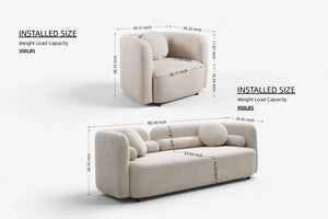 English Elm 3+1+1+1+1S, Boucle Sectional Sofa Set Overstuffed Modular Seating for Modern Living Room W2664S00124