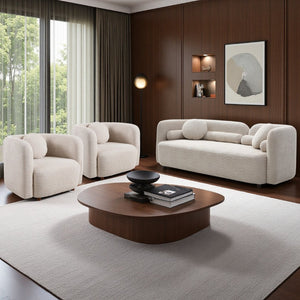English Elm 3+1+1+1+1S, Boucle Sectional Sofa Set Overstuffed Modular Seating for Modern Living Room W2664S00124