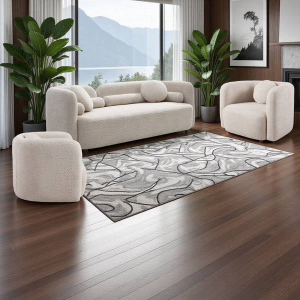 English Elm 3+1+1+1+1S, Boucle Sectional Sofa Set Overstuffed Modular Seating for Modern Living Room W2664S00124