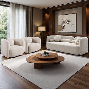 English Elm 3+1+1+1+1S, Boucle Sectional Sofa Set Overstuffed Modular Seating for Modern Living Room W2664S00124