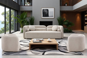 English Elm 3+1+1+1+1S, Boucle Sectional Sofa Set Overstuffed Modular Seating for Modern Living Room W2664S00124