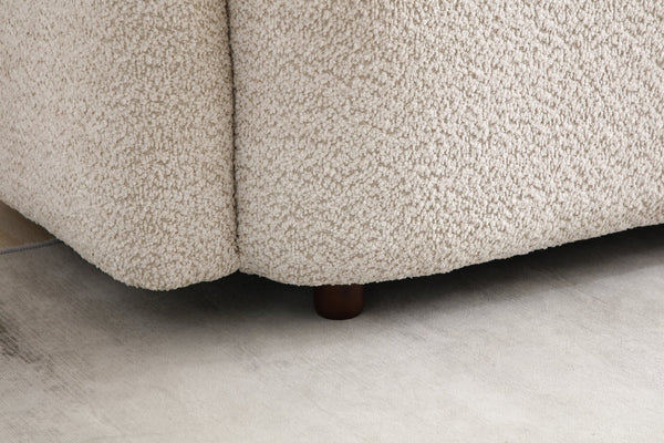 English Elm 3+1+1+1+1R, Boucle Fleece Sofa Deep Foam Seating Minimalist Beige for Modern Living W2664S00125