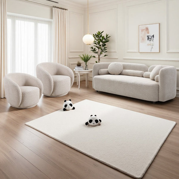 English Elm 3+1+1+1+1R, Boucle Fleece Sofa Deep Foam Seating Minimalist Beige for Modern Living W2664S00125