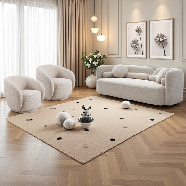 English Elm 3+1+1+1+1R, Boucle Fleece Sofa Deep Foam Seating Minimalist Beige for Modern Living W2664S00125