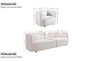 English Elm 3+1+1+1+1S, Japandi Cloud Sofa Set Boucle Upholstered Low Profile Living Room Seating W2664S00126