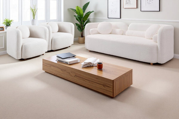 English Elm 3+1+1+1+1S, Japandi Cloud Sofa Set Boucle Upholstered Low Profile Living Room Seating W2664S00126