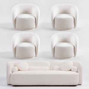 English Elm 3+1+1+1+1R, Boucle Modular Cloud Sofa Set Japandi Low Profile Living Room Seating W2664S00127