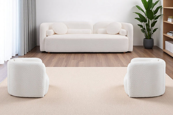 English Elm 2+1+1, Japandi Boucle Sofa Set Low Profile Cloud Cushions for Modern Living Room W2664S00128