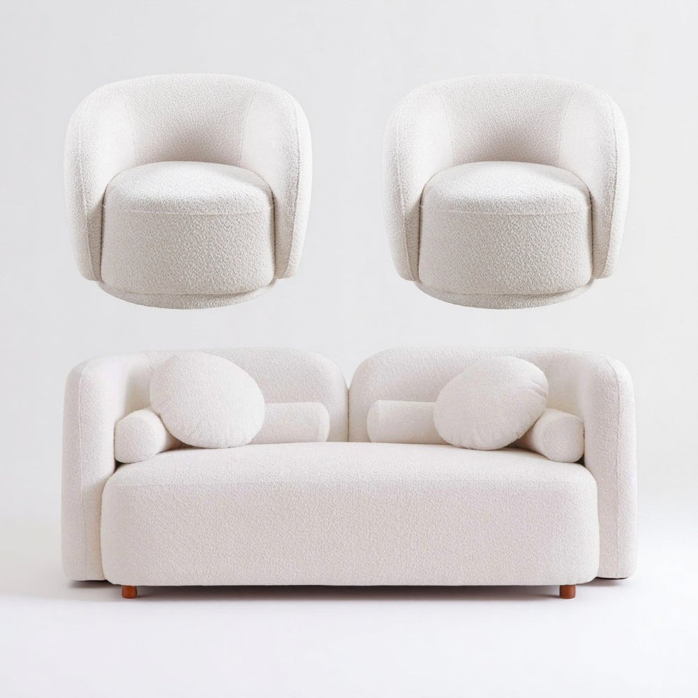 English Elm 2+1+1, Japandi Boucle Sofa Set Cloud Cushions Minimalist Living Room Apartment W2664S00129
