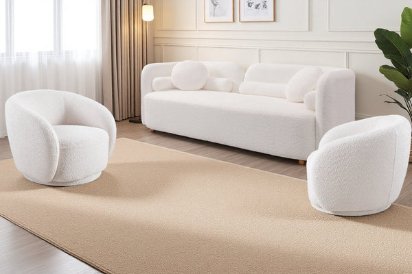 English Elm 2+1+1, Japandi Boucle Sofa Set Cloud Cushions Minimalist Living Room Apartment W2664S00129