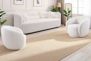 English Elm 2+1+1, Japandi Boucle Sofa Set Cloud Cushions Minimalist Living Room Apartment W2664S00129