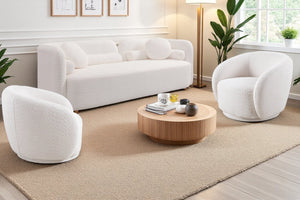 English Elm 2+1+1, Japandi Boucle Sofa Set Cloud Cushions Minimalist Living Room Apartment W2664S00129