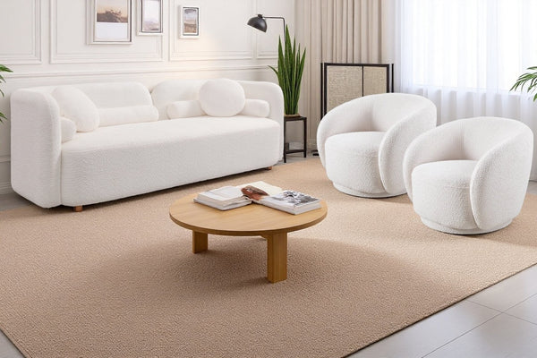 English Elm 2+1+1, Japandi Boucle Sofa Set Cloud Cushions Minimalist Living Room Apartment W2664S00129
