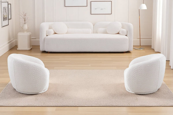 English Elm 2+1+1, Japandi Boucle Sofa Set Cloud Cushions Minimalist Living Room Apartment W2664S00129