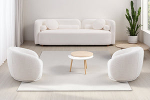 English Elm 2+1+1, Japandi Boucle Sofa Set Cloud Cushions Minimalist Living Room Apartment W2664S00129