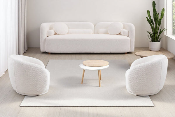 English Elm 2+1+1, Japandi Boucle Sofa Set Cloud Cushions Minimalist Living Room Apartment W2664S00129