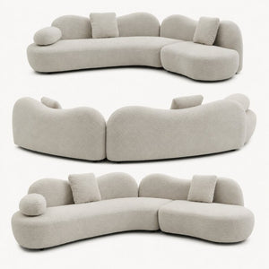 English Elm Modern Boucle Crescent Sectional Sofa Five Seat Sculptural Curved Living Room Seating W2664S00133