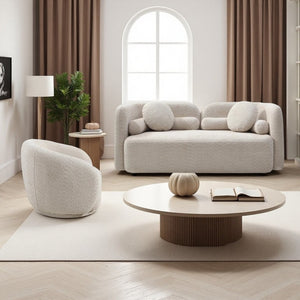 English Elm 2+1, Japandi Cloud Sofa Boucle Upholstered Low Profile Seating for Modern Living Rooms W2664S00137