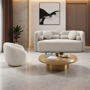 English Elm 2+1, Japandi Cloud Sofa Boucle Upholstered Low Profile Seating for Modern Living Rooms W2664S00137