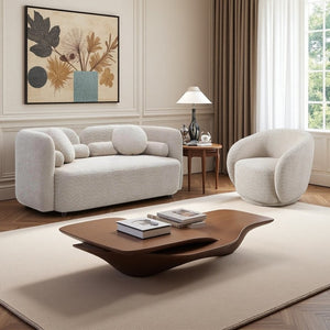 English Elm 2+1, Japandi Cloud Sofa Boucle Upholstered Low Profile Seating for Modern Living Rooms W2664S00137