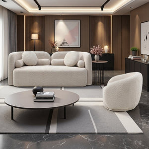 English Elm 2+1, Japandi Cloud Sofa Boucle Upholstered Low Profile Seating for Modern Living Rooms W2664S00137