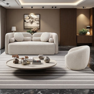 English Elm 2+1, Japandi Cloud Sofa Boucle Upholstered Low Profile Seating for Modern Living Rooms W2664S00137