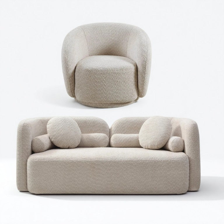 English Elm 2+1, Japandi Cloud Sofa Boucle Upholstered Low Profile Seating for Modern Living Rooms W2664S00137