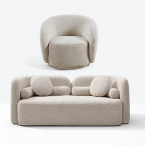 English Elm 2+1, Japandi Cloud Sofa Boucle Upholstered Low Profile Seating for Modern Living Rooms W2664S00137