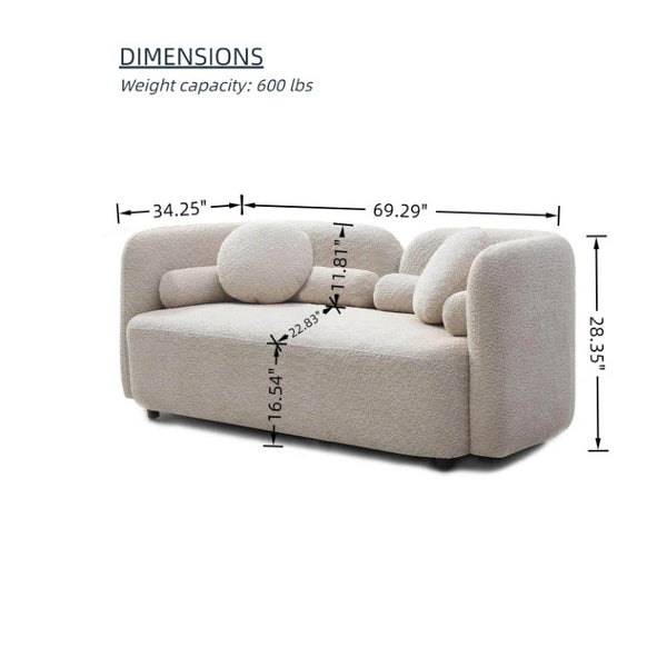 English Elm 2+1, Japandi Cloud Sofa Boucle Upholstered Low Profile Seating for Modern Living Rooms W2664S00137
