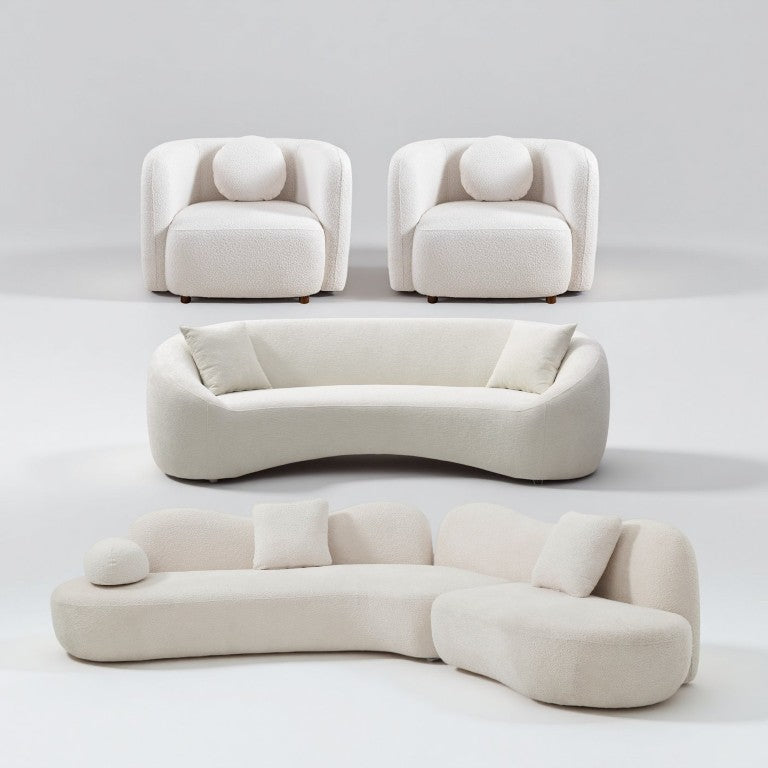 English Elm Modern Boucle Crescent Sectional Sofa with Sculptural Backrest for Living Spaces W2664S00139