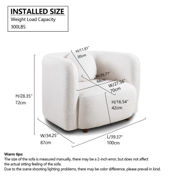 English Elm Modern Boucle Crescent Sectional Sofa with Sculptural Backrest for Living Spaces W2664S00139