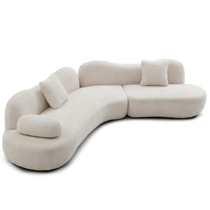 English Elm Modern Boucle Crescent Sectional Sofa with Sculptural Backrest for Living Spaces W2664S00139