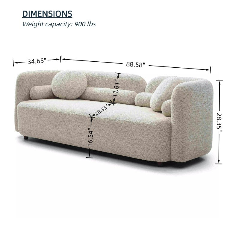 English Elm 4 Piece Boucle Living Room Sofa Set with Swivel Barrel Chairs Japandi Modern Style W2664S00140