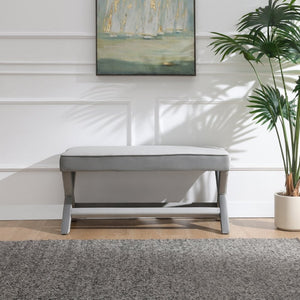 English Elm Comfort Velvet Upholstered Bench with X-frame Base Mid-century Bedroom Accent Seat W2671P441833