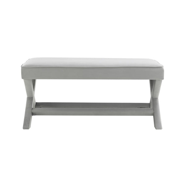 English Elm Comfort Velvet Upholstered Bench with X-frame Base Mid-century Bedroom Accent Seat W2671P441833