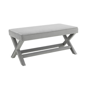 English Elm Comfort Velvet Upholstered Bench with X-frame Base Mid-century Bedroom Accent Seat W2671P441833