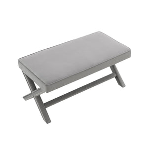 English Elm Comfort Velvet Upholstered Bench with X-frame Base Mid-century Bedroom Accent Seat W2671P441833